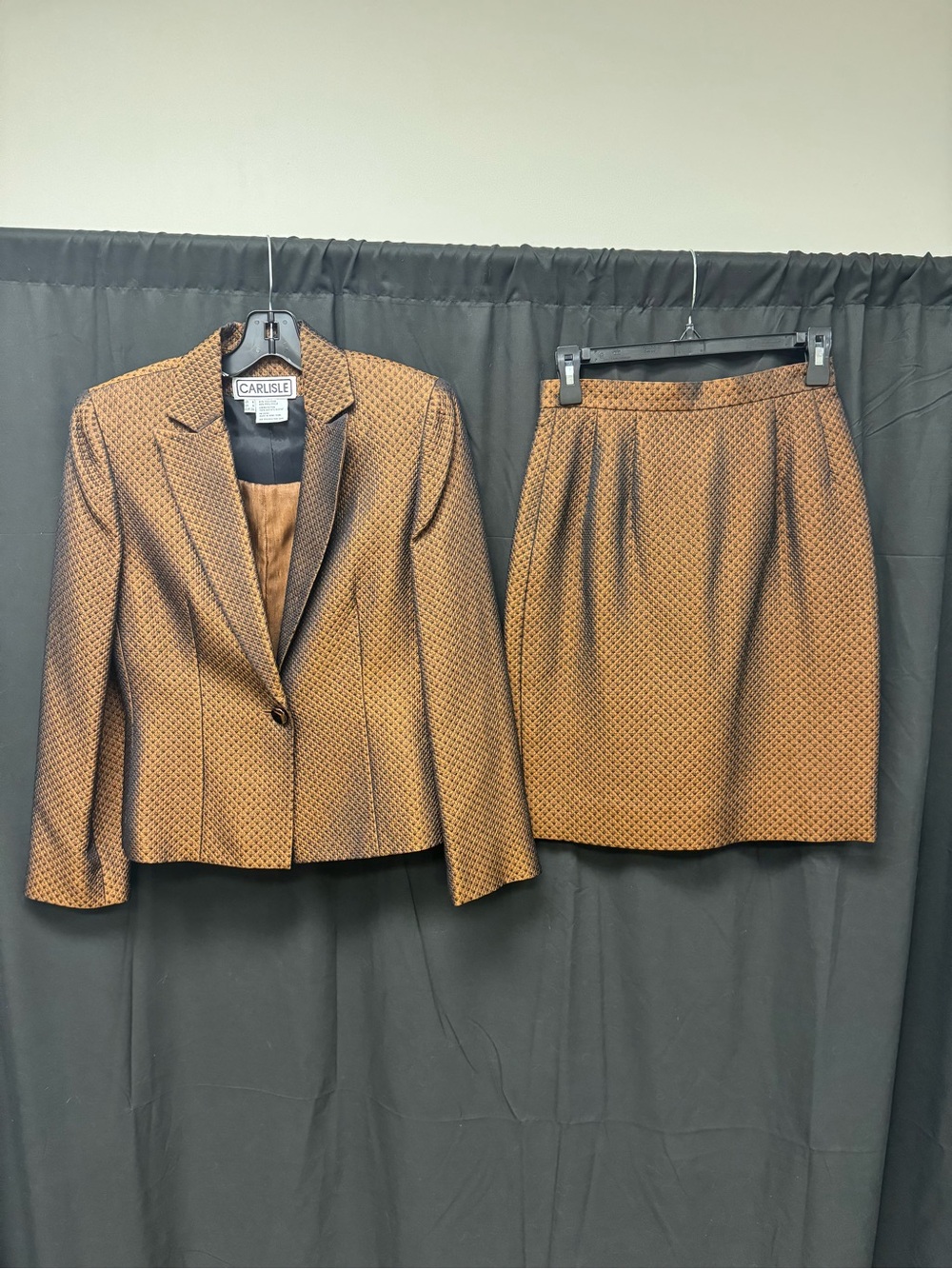 Carlisle Brown Textured Skirt Suit Set